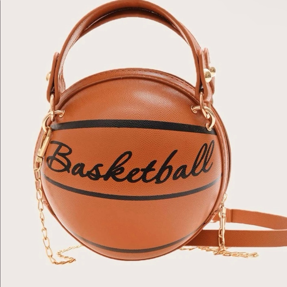 Letter Graphic Basketball Shaped Satchel Bag